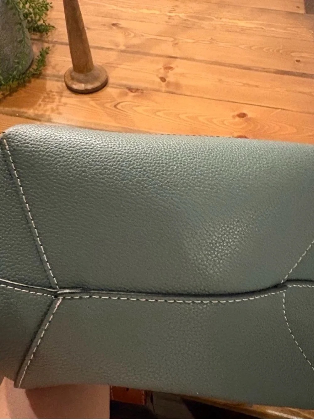 Women’s Dark Green Tote Bag with Brown Trim